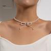 Faux Pärlchoker Halsband med Justerbar Passform Rosett Design Kort Halsband Formella Evenemang Klänningar Fester Halsband Smycken Gåva