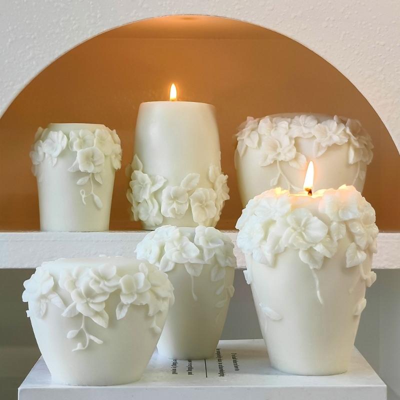 Creative Silicone Candle Mold 3D Vine Flower Shape Ornament Moulds Silicone Craft Molds Silicone Texture for Crafting