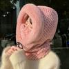 Thickened Beanies Cap Plush Ear Protection Hat Fashion Integrated Scarf Hat Set  Outdoor