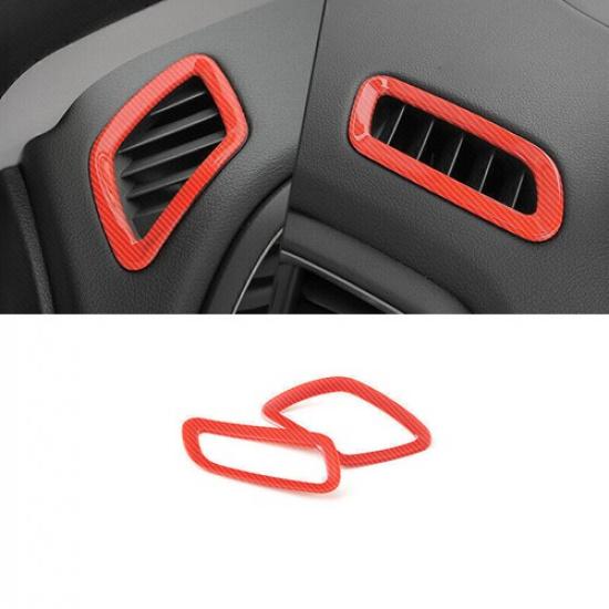 Dashboard L&R Air Outlet Vent Cover For Jeep Renegade 2015- Red Carbon Fiber