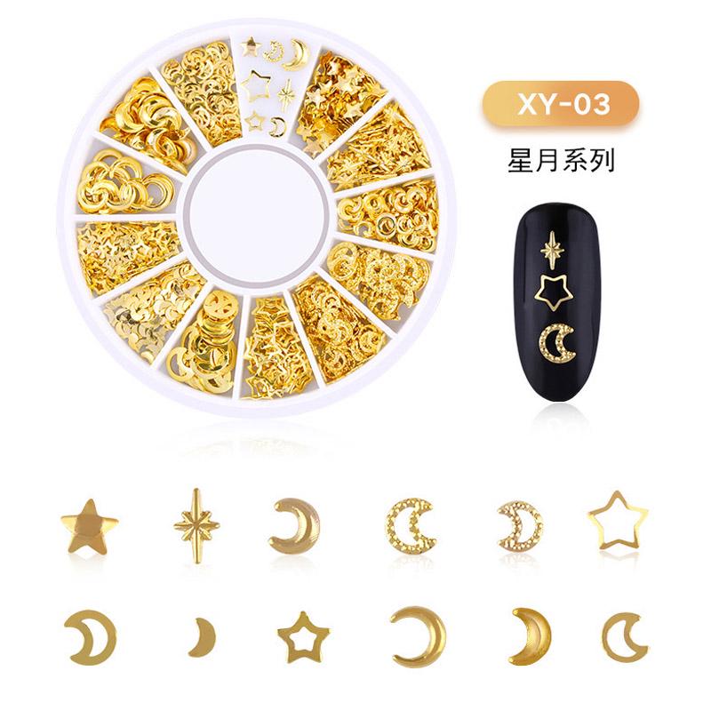 Nagel-Maniküre-Mix, Mini-Maniküre-Schmuckzubehör aus vergoldeter Legierung für Nagelkunst