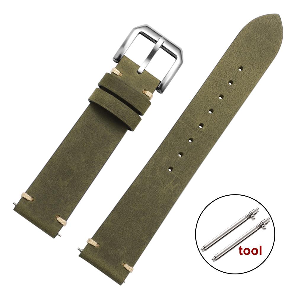 Handmade Stitching Cowhide Strap for Omega Business Vintage Genuine Leather Watch Bands Men 20/22mm Quick Release Wrist Bracelet