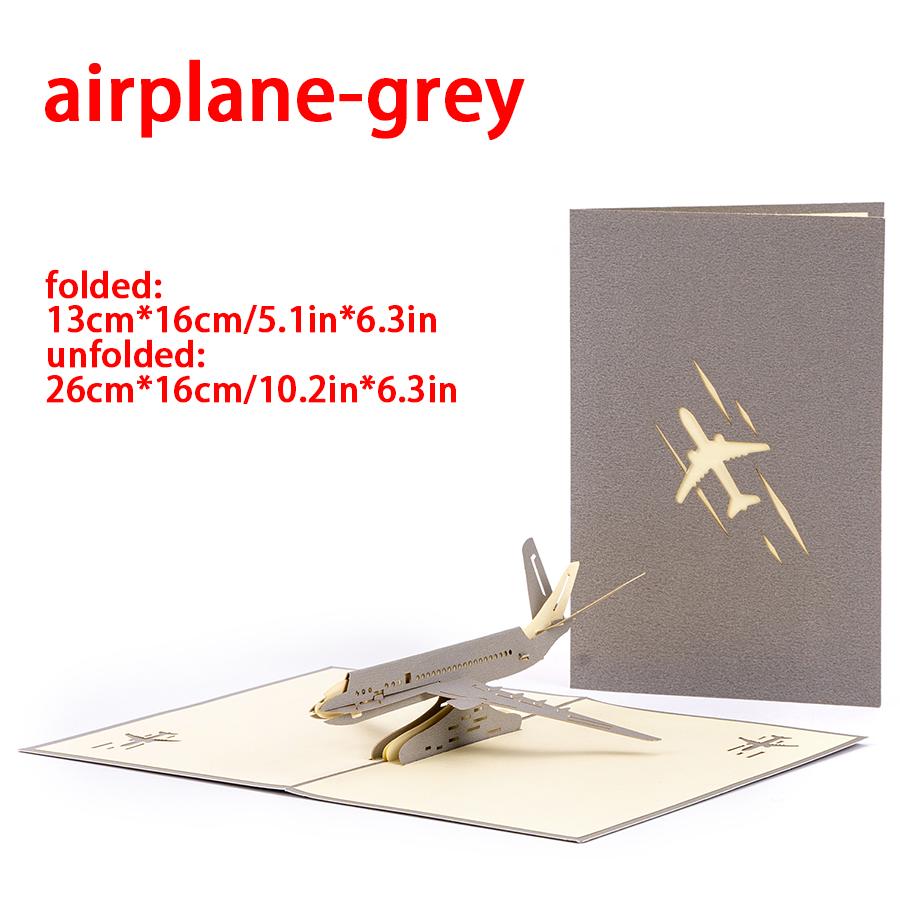 3 Colors Foldable 3D Airplane Greeting Card Ornament Handmade Paper Carving Blessing Message Card Graduation Birthday Gift XJM