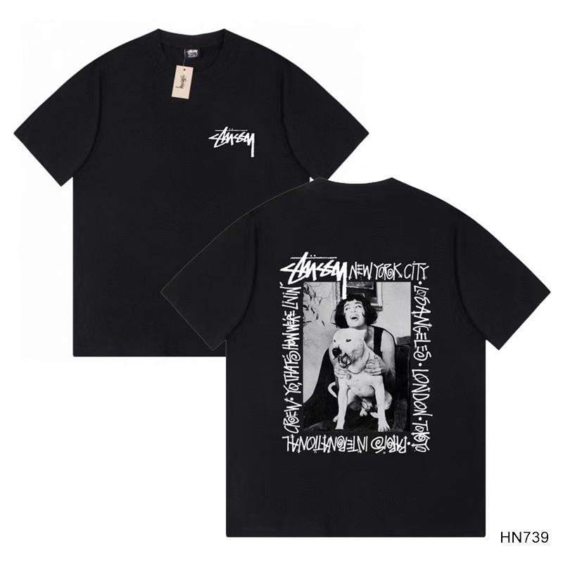 Stussy 2025 Sommer Neues Hochwertiges Rundhals-T-Shirt aus Baumwolle für Männer und Frauen Klassisches Logo mit neuem Musterdruck Paar-T-Shirt