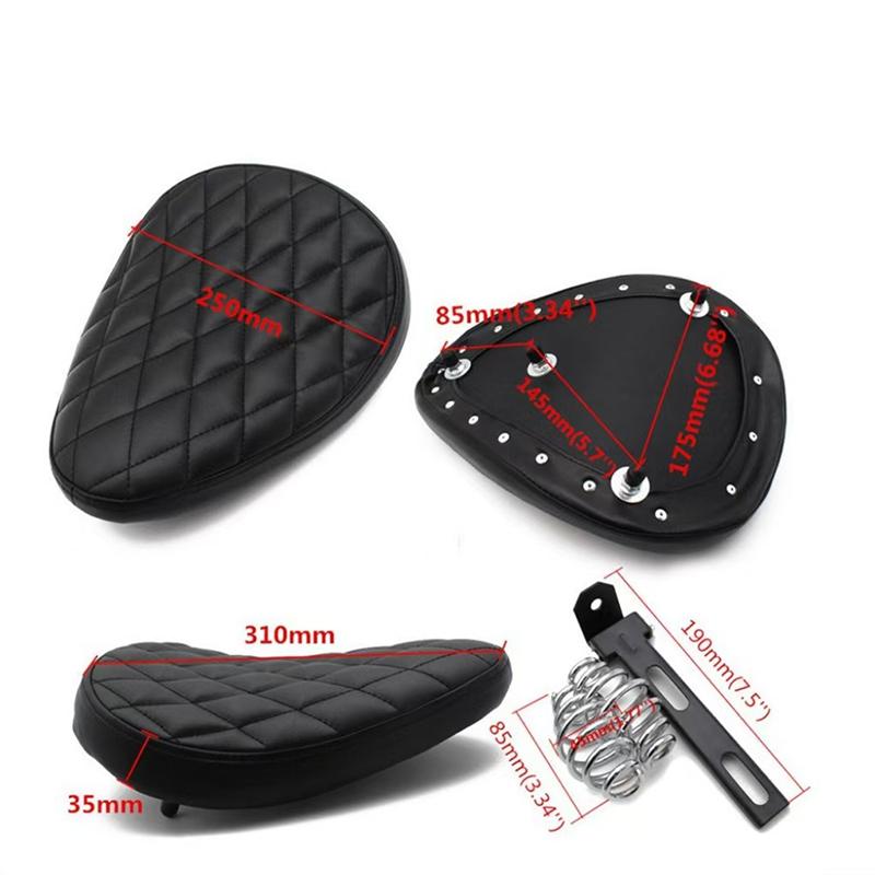1 Set Motorcycle Retro Leather Solo Seat 3" Spring Bracket For Harley Prince Car Series Modified Single Seat Cushion