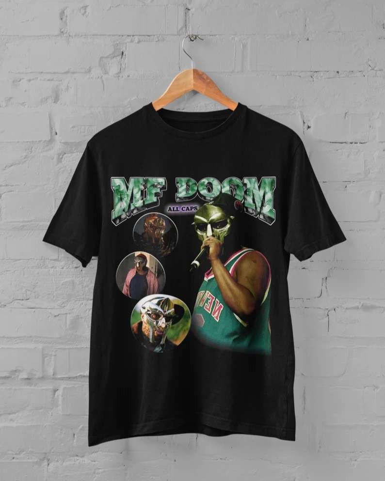 Новая Популярная Футболка MF Doom Все Заглавные Короткий Рукав Черная S5XL BB067 Унисекс Футболка XXL