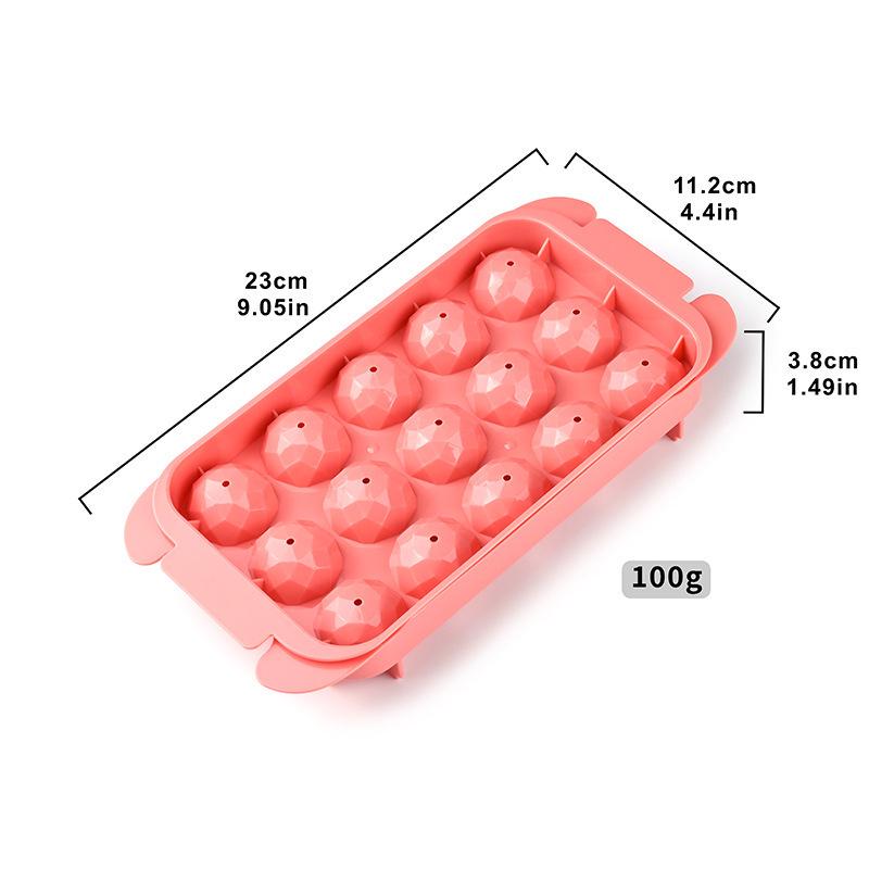 15-Grid Diamond Ice Cube Tray: Quick Release Plastic Mold for Easy Ice Making and Storage