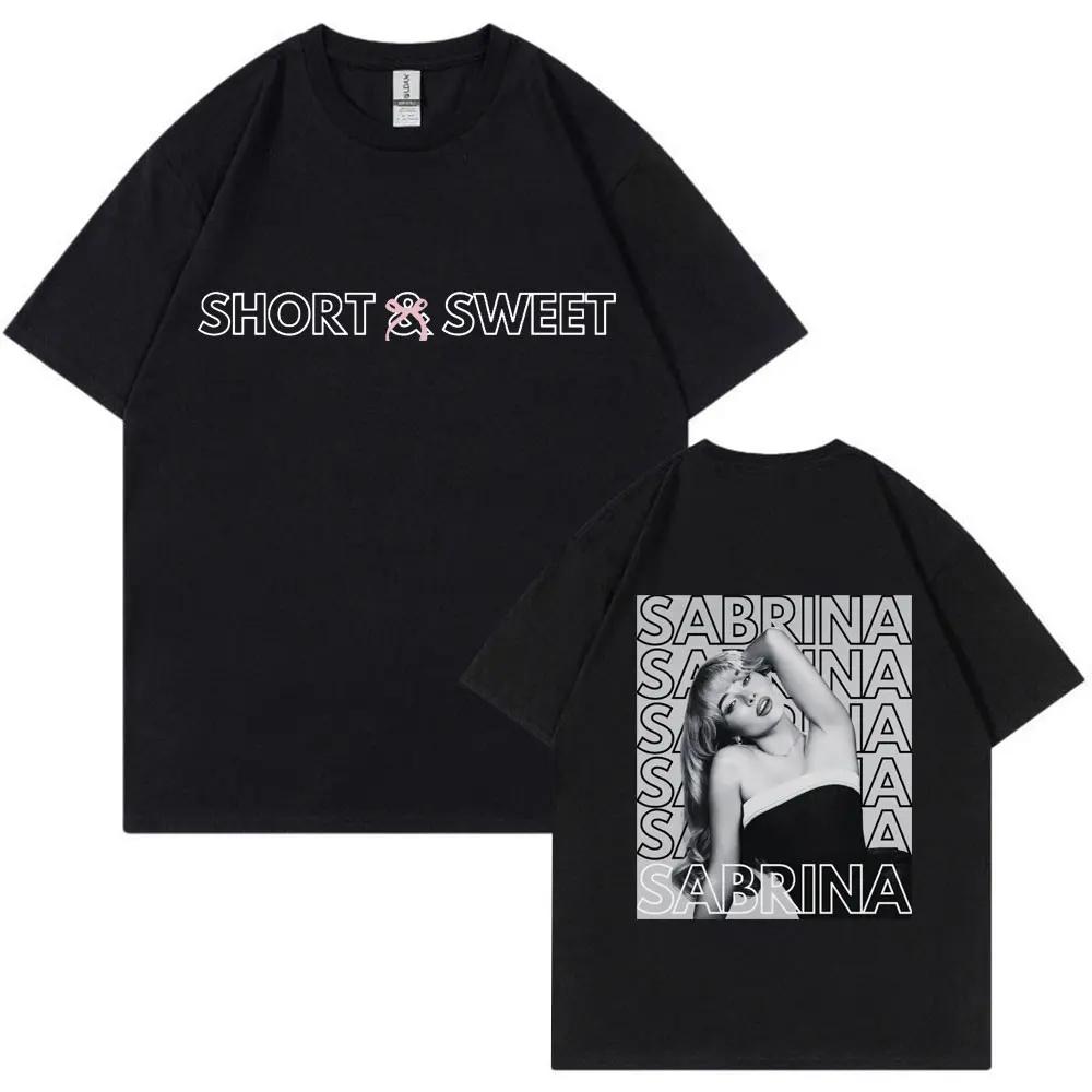 Vintage Sabrina Carpenter Tshirt Short N Sweet Tour Unisex Hip Hop Cotton T Shirt Men Women Y2k T Shirts Fans Gift