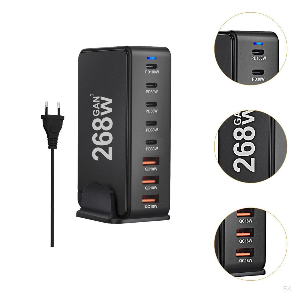 268W USB C Ladegerät PD 8 Ports Desktop Adapter Ladestation Weiß
