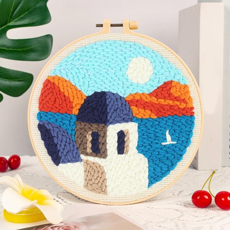 Beginner Friendly Punch Needle Embroidery Set With Thick Yarn Craft Set for Home Decoration and Relaxation