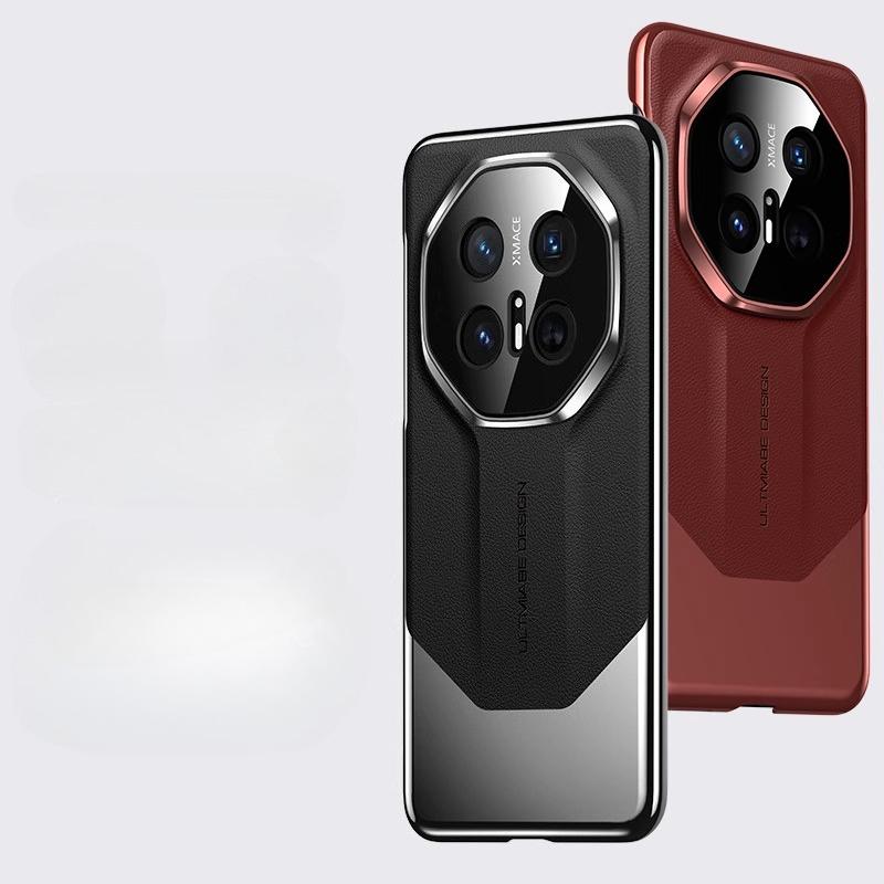Stötsäkert mobilskal i läder för Huawei Mate 70 Pro Plus 70 RS Matt skarvning Plätering Hårt skal för Huawei Mate 60 50 40 30 Pro