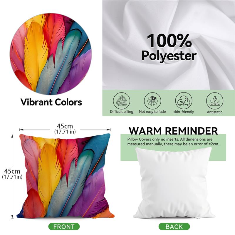 Colored Pattern Cushions Pillowcase Printed Polyester 45X45Cm Throw Pillow Cover Decorative Sofa Cushion Pillowslip Home Decor