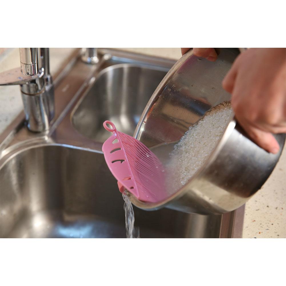 Leaf Shape Rice Washing Sieve Snap-in Type Plastic Draining Board for Noodles Fruits Vegetables