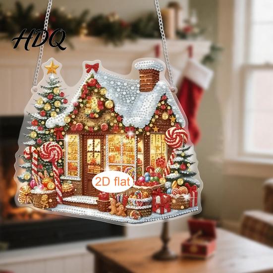 Durable Acrylic Holiday Keepsakes Christmas Hanging Pendant with Chain Lightweight Winter Wall Decor Double-sided Themed Pendants Ornament for Home