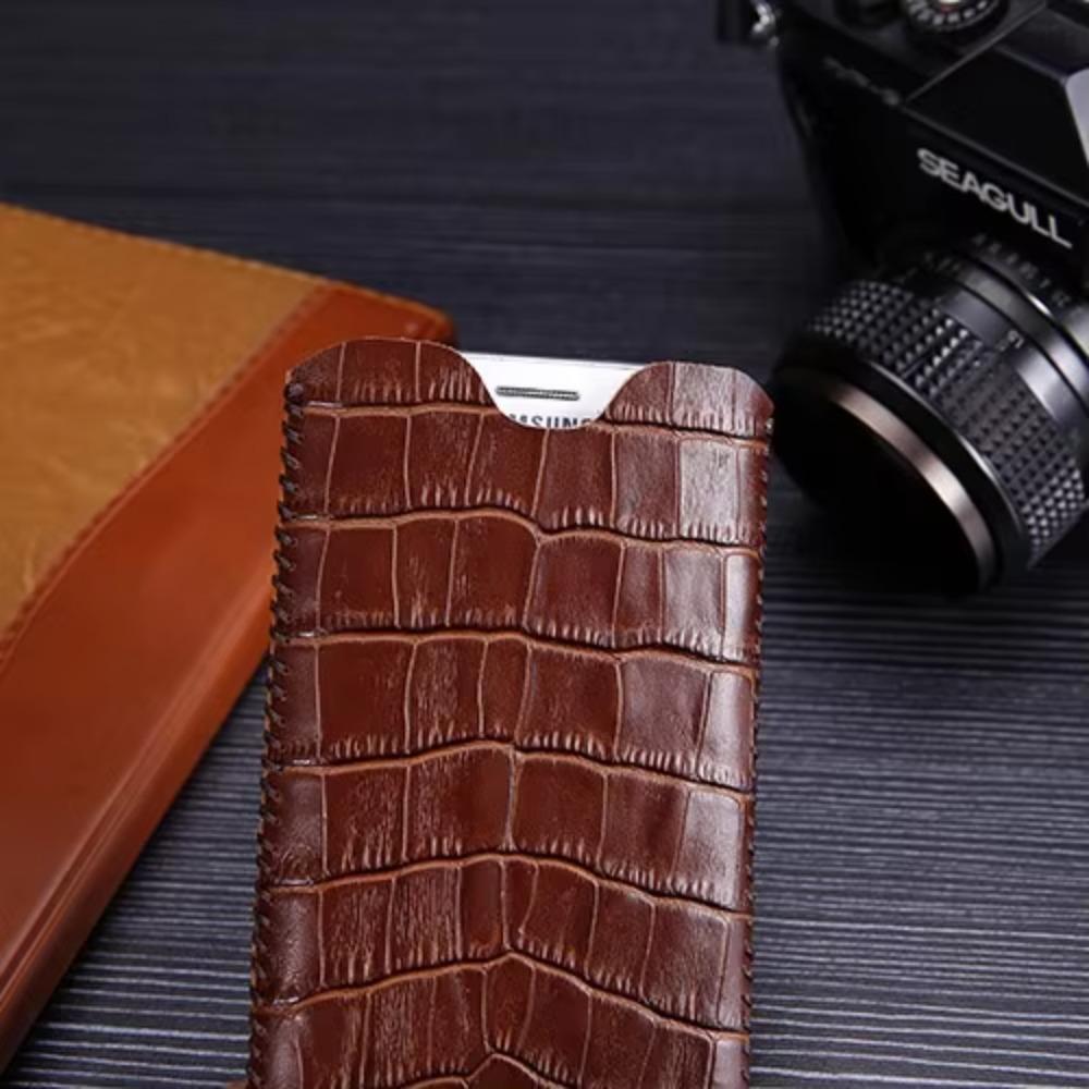 Real Leather Pull Sleeve Pouch Phone