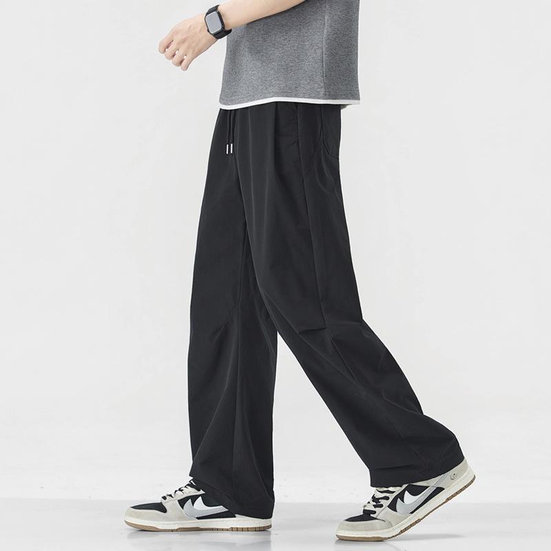 American solid color casual pants men's summer new loose straight wide leg drape tooling trousers wholesale