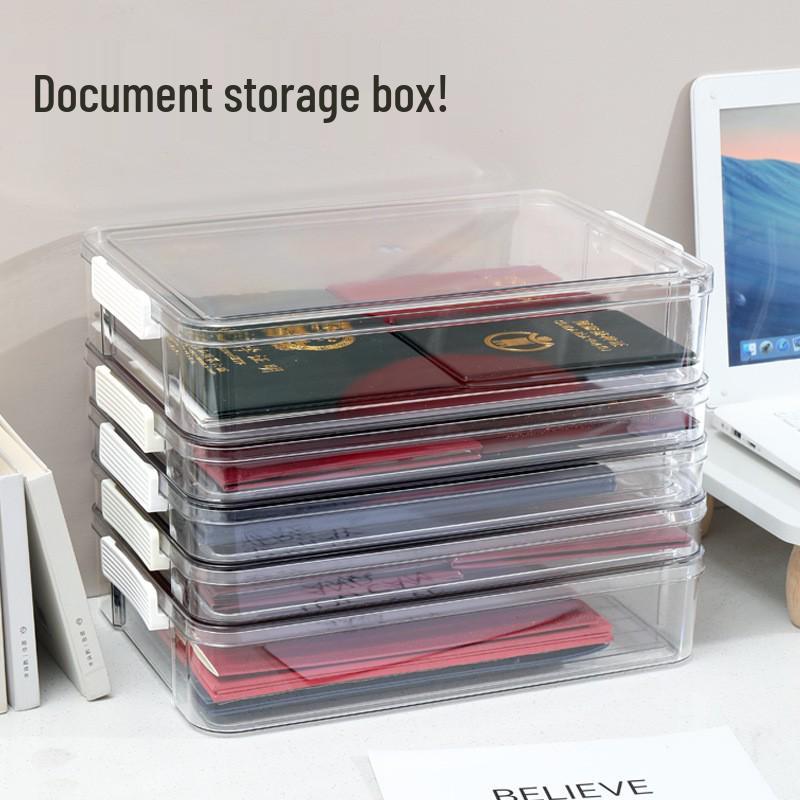 Clear A4 Document Organizer: Large Capacity File Storage Box for Office and Home