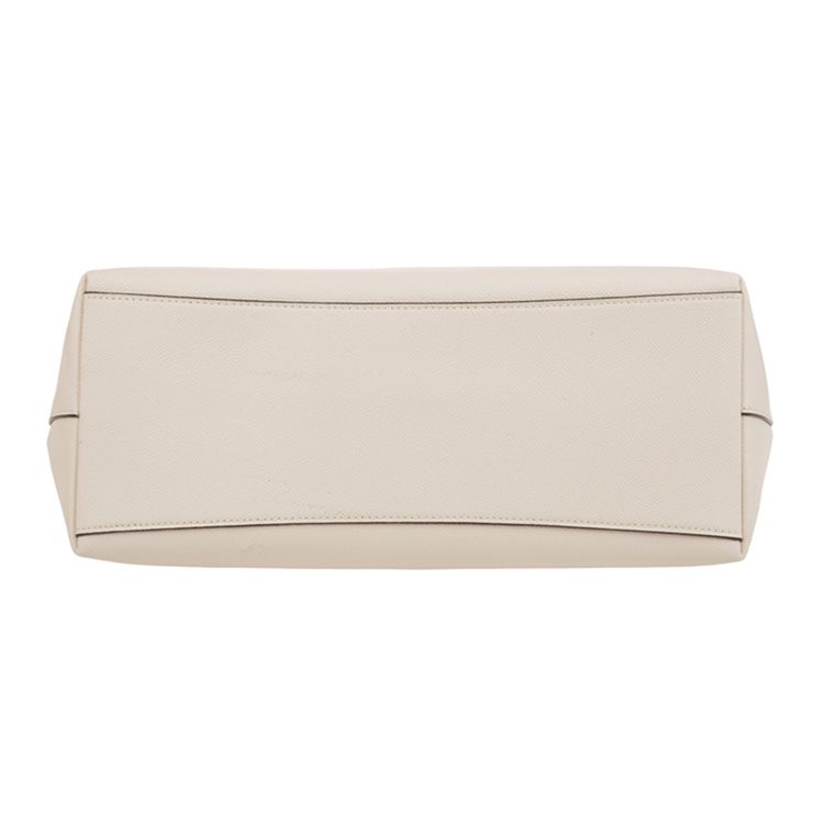Coach Gallery 32 Unifarbene Metall-Logo-Tasche aus Leder mit Kreuznarbung für Damen, Tote Bag, Weiß 79608-IMCHK