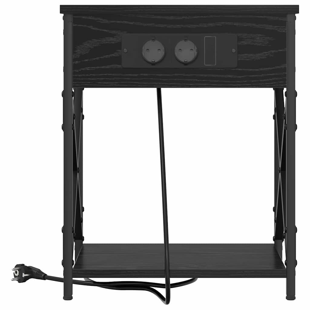Nightstand Set of 2 Black Oak Effect 41 X 31 X 51 Cm