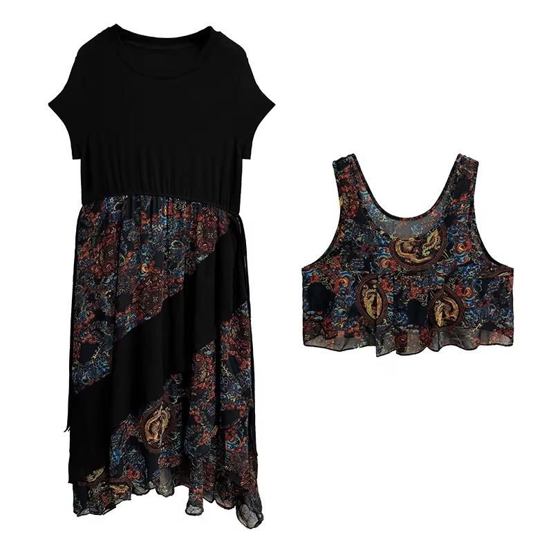 

Платье X XITAO с контрастным цветным принтом и цветочным принтом GYX1554 XXL чёрный