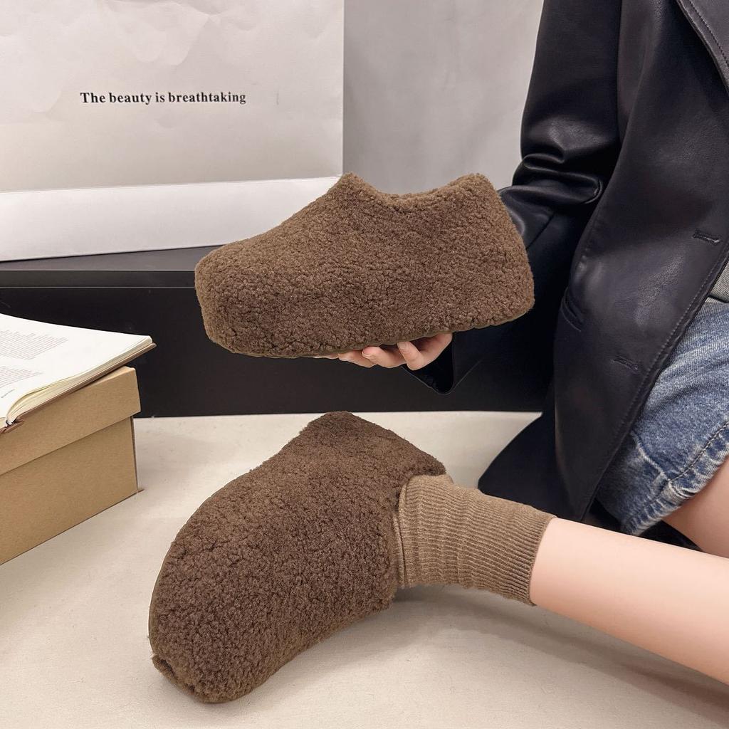 Women's soft elastic thick bottom heightening winter fur one warm cold padded snow boots non-slip wear casual sports cotton boots fur shoes