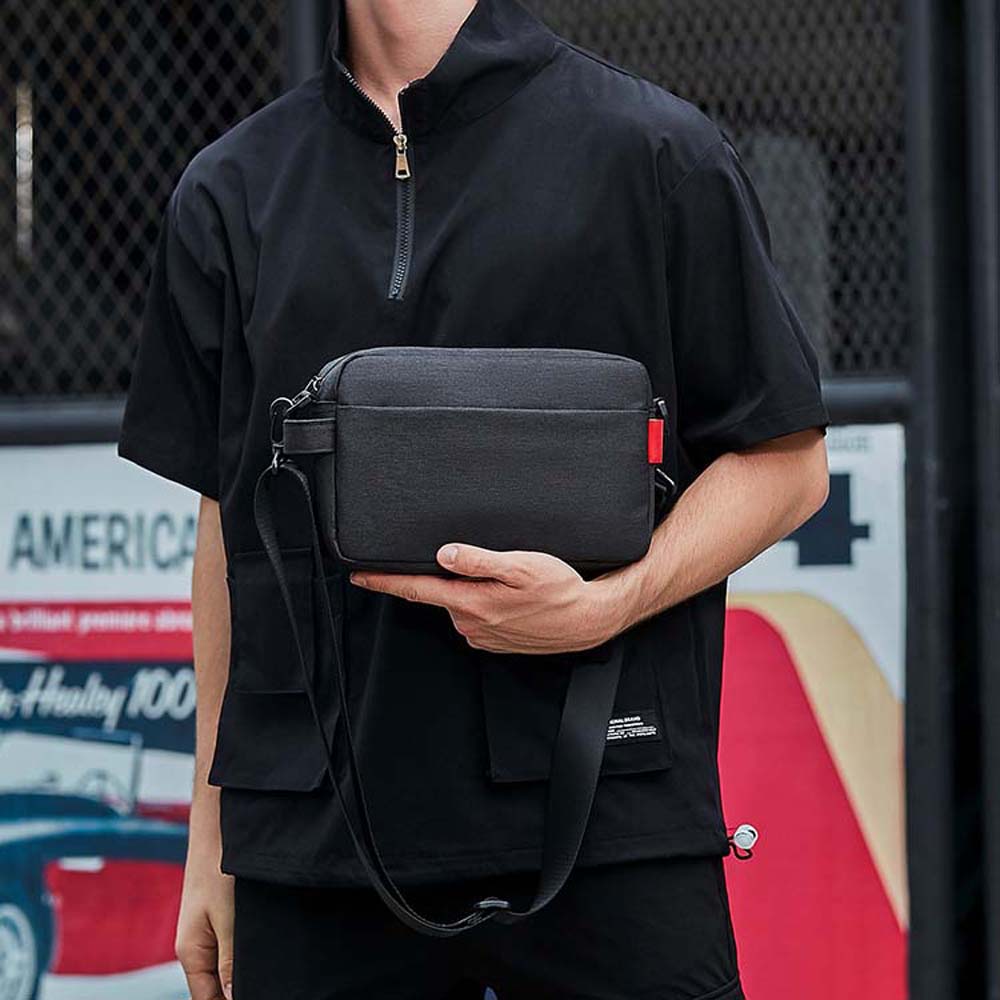 Black Waterproof Shoulder Bag Large Capacity Outdoor Travel Pouch Men's Crossbody Bag Cycling