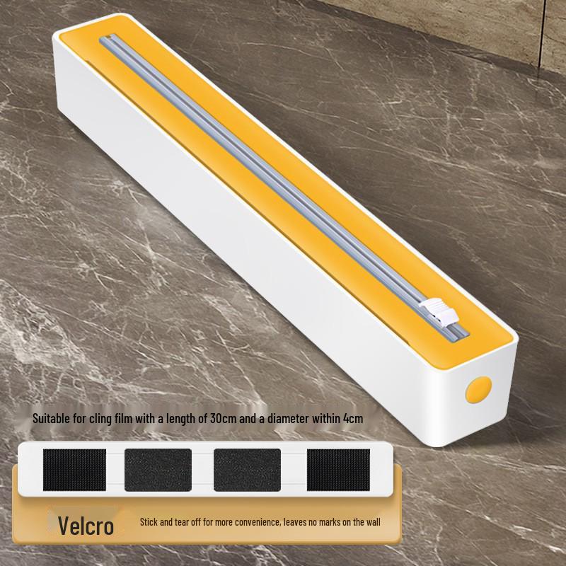 Two-Way Sliding Blade Cling Film & Foil Cutter with Magnetic Wall-Mounted Storage Box