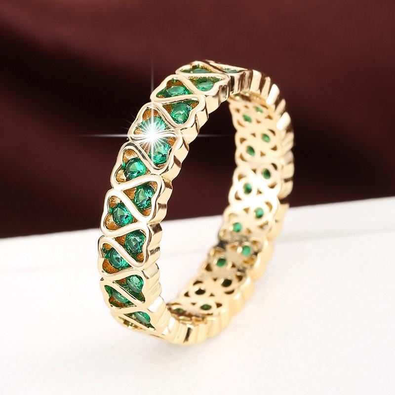 TK Heart Full Zircon Women's Ring: Summer Style, Daily Exquisite Pure Copper Jewelry