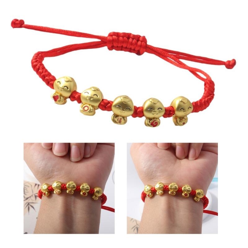Woven Bracelet Zinc Alloy 10-25cm Snake Charm Redness String Adjustable for Good Luck and Happiness 2025 New Year Gift