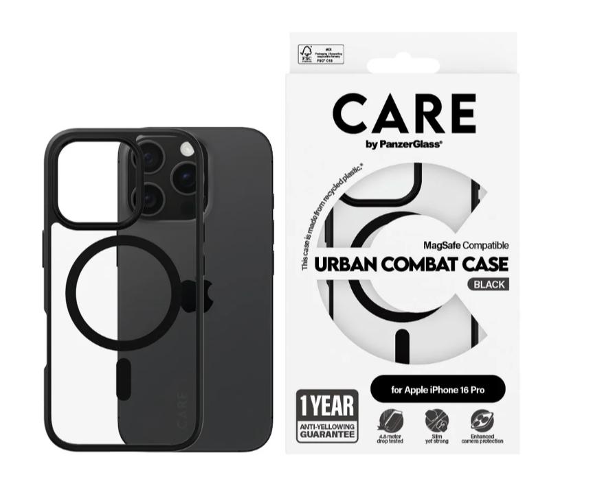 CARE by PanzerGlass Case Flagship Urban Combat Black MagSafe iPhone16 PRO | CARE