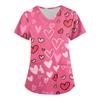 Women's Fashion V-neck Short Sleeve Workwear With Pockets Valentine's Day Printed Tops