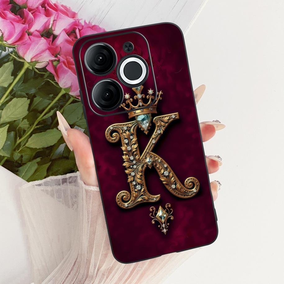 For Itel A80 Case A671L A671LC Back Cover Luxury A Z Initial Letter Crown Soft Silicone Couple Phone Case For ItelA80 A 80 Shell
