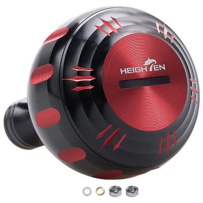 HEIGHTEN 35mm Power Reel Handle Knob, 6 Colors, Compatible with Shimano Type A (Daiwa Type S), Harmer Series V2.0 (Black/Red, 35mm) (90)