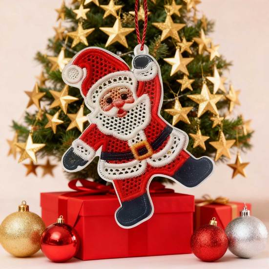 Yousheng Christmas Ornaments 2D Acrylic Snowman Santa Claus Hanging Ornament with Stitching Texture for Winter Holiday Tree Decor
