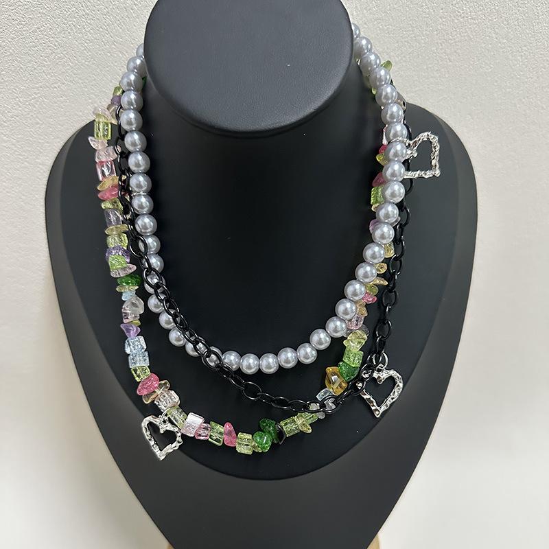 

Tooxika Летняя Мода Винтажные Жемчужины Разноцветные Бусины Любовь Многослойное Ожерелье для Наслоения Нишевая Милая Крутая Цепочка для Ключицы