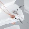Rose Gold Diy Smart Petal Necklace, Diamond-Set Design To Wear, Rotating Five-Petal Flower Small Daisy Necklace