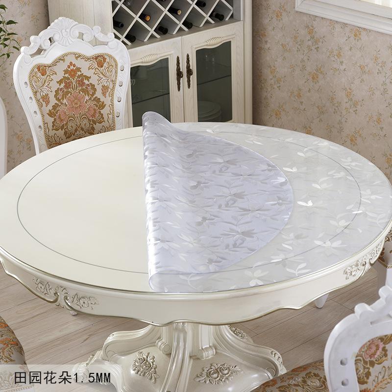 Runder PVC-Tischdecken-Tischdecke Wasserdicht und Ölabweisend Zum Drauflassen Weichglas Runde Tischdecke Tischdecke für Großen Runden Tisch