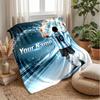 Coperta in Flanella con Testo Nome Personalizzato Lionel Messi Logo Calcio Plaid in Pile Personalizzato Regalo Speciale per Divano Camera da Letto Casa