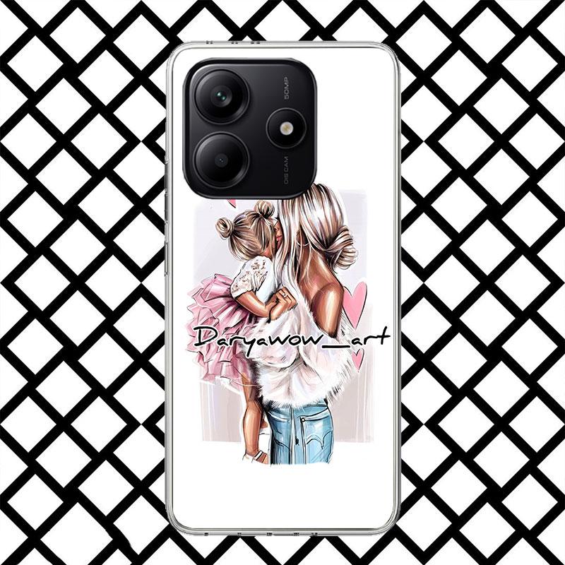 Mama Baby Mädchen Handyhülle für Xiaomi Redmi Note 15 14 14S 13 12 12S 11 Pro Plus 11E 11T 11S 10S 5G Weiche Hülle Fundas Redmi Note