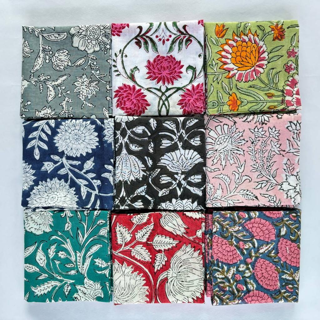 Pack of 10 Assorted Mix and match floral Napkins Custom Hand Block Floral 100% Cotton Cloth Napkins dining napkins christmas thanksgiving