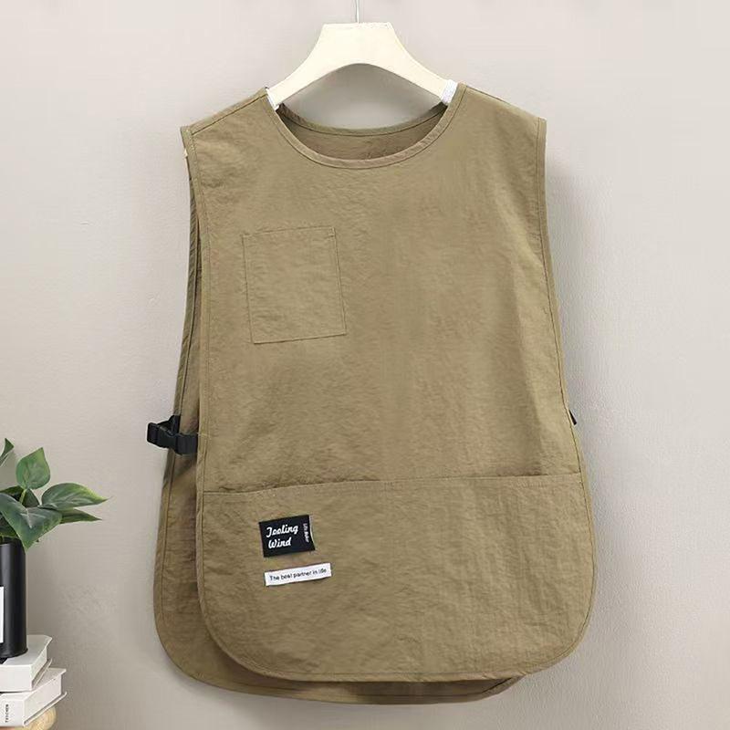 Tablier Gilet Style Japonais Récent Avec Multiples Poches Mâle Femelle Serveur Vêtements de Travail Bretelles Épaules Élargies Réglables Tablier