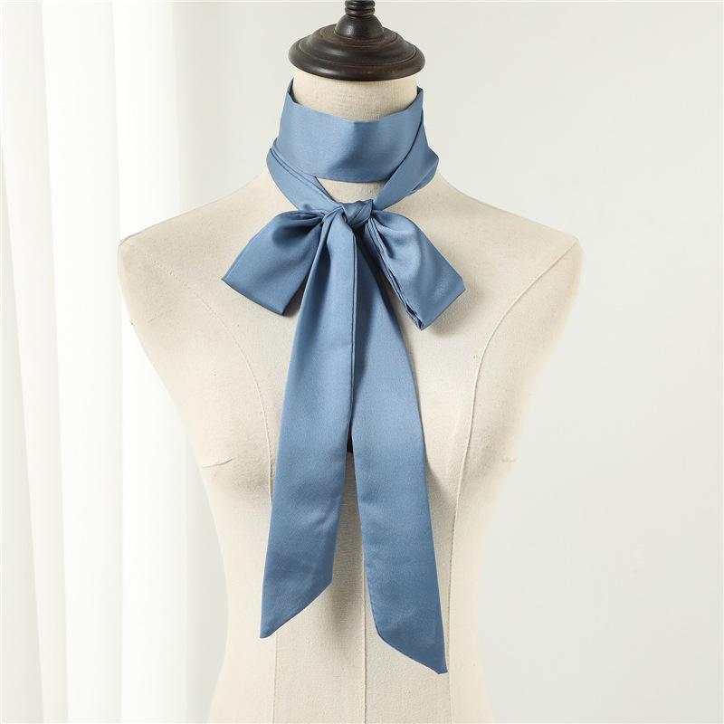 Influencer Style Silk Scarf: Hair Tie, Solid Color, Long & Narrow, Korean Style Necktie, Flowing Ribbon for Women