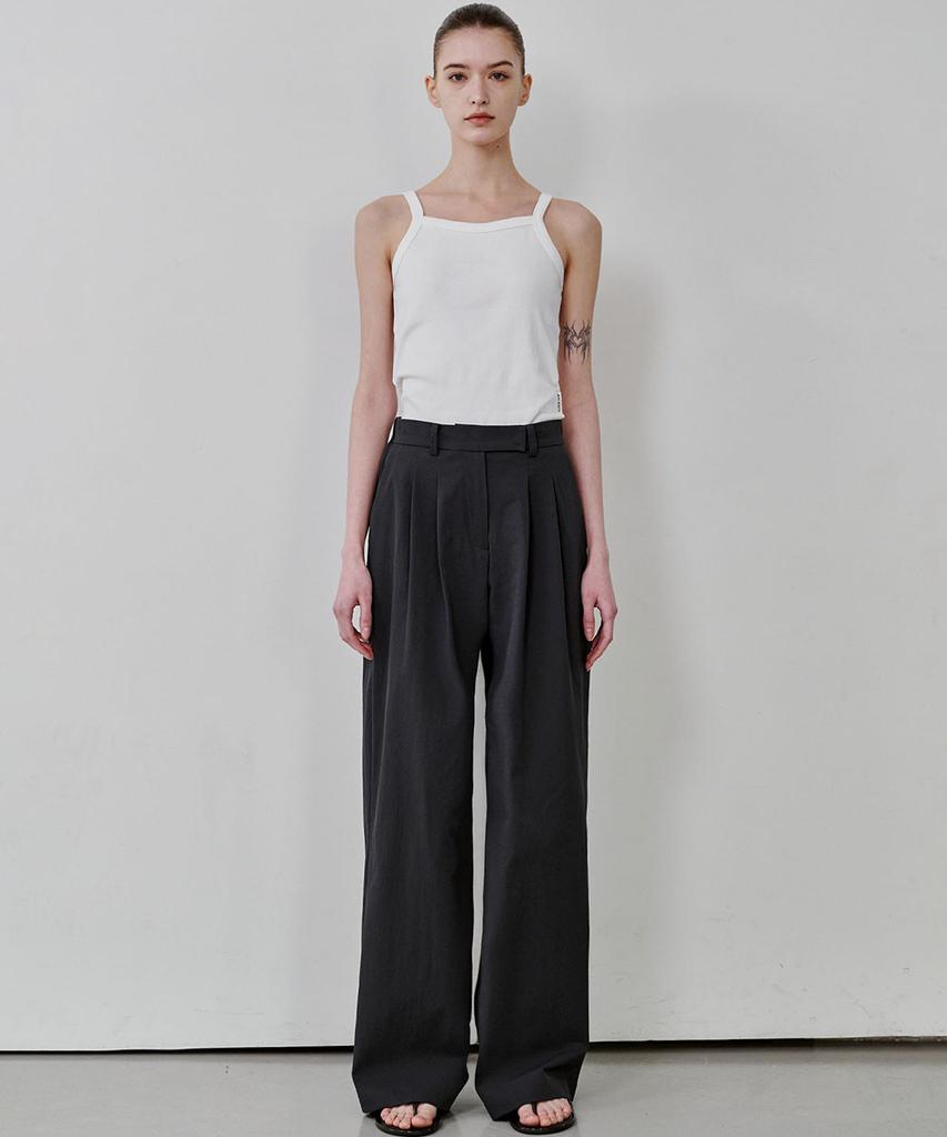 MALOUPE 2176 Nylon Double-Pleat Pants (Dark Gray)