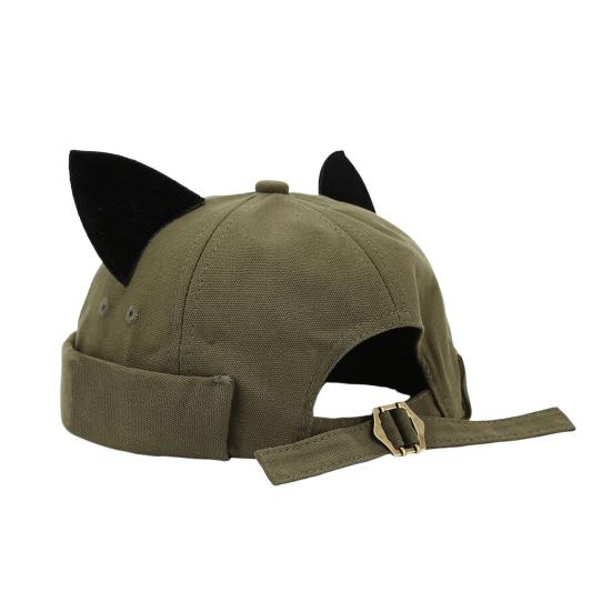 Adjustable Streetwear Cap Brimless Cat Ear Hat, Cute Docker Cap, Skullcap, Stylish Size Street Hat Sailor for Women Men Casual Wear Durable