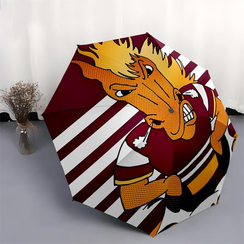 Cartoon Horse Striped Background- Automatic Opening and Closing, 8-rib Structure Portable Umbrella, Suitable for Men and Women in All Season