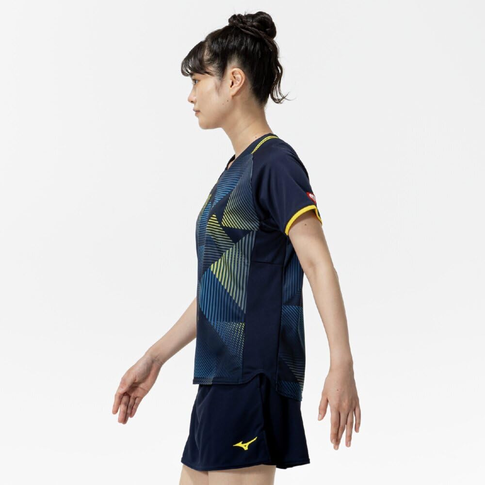 Table Tennis Game Short JTTA Dress Size 82JAC200 Shirt, Sleeve, Certified, Moisture-Wicking, Quick-Drying, Women's, Navy, L,