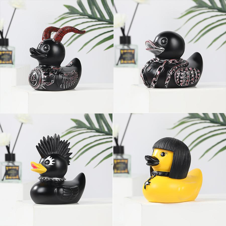 Dark Gothic Duck Sculpture - Satanic Resin Art Statue for Punk Home Decor, Witch Altar & Halloween Decoration