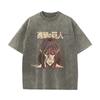 Anime Attack on Titan Syre T-skjorte Bomull Kort Ermet Trykt Streetwear Vintage Vasket T-skjorter Menn Harajuku Manga Grafisk