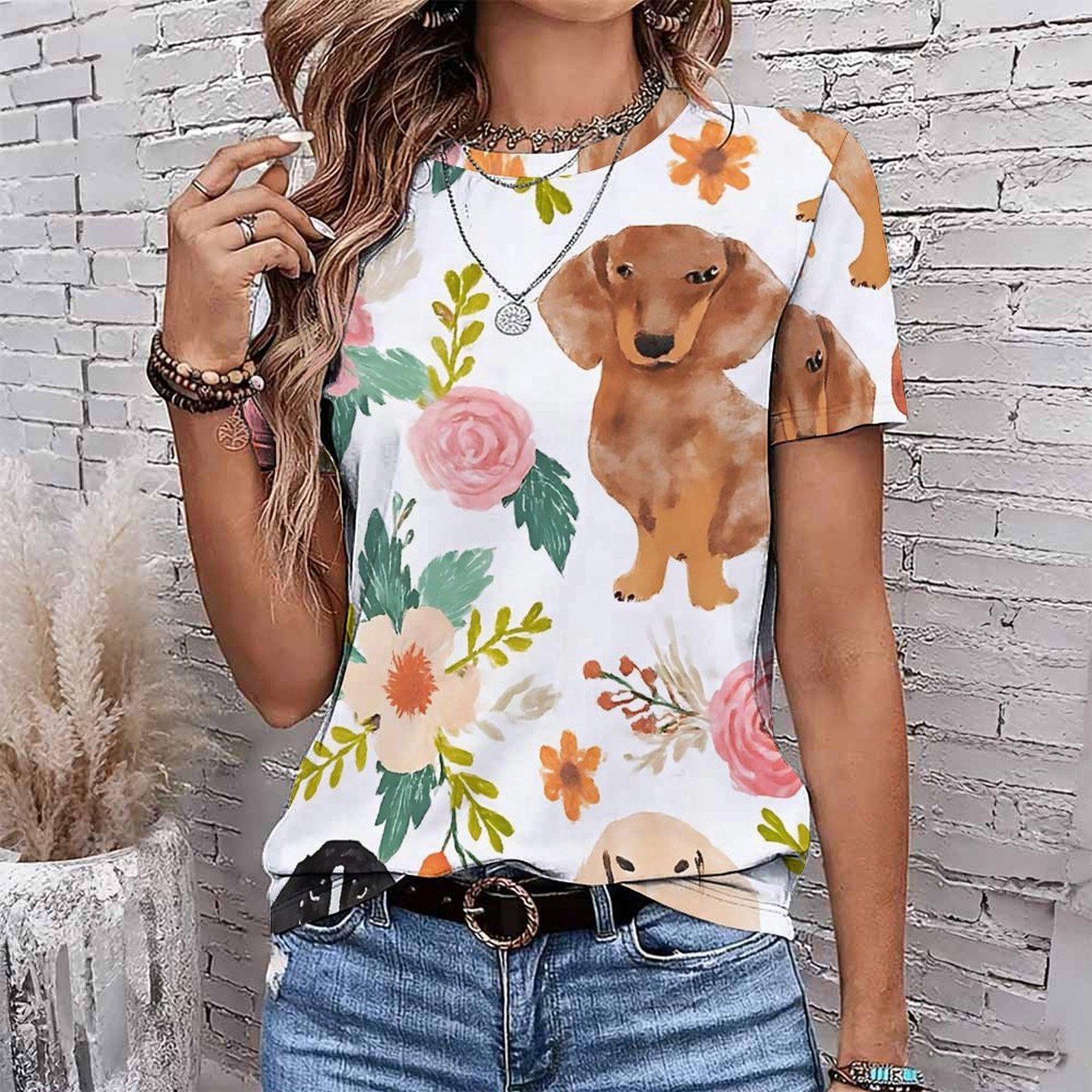 

Модная женская ретро футболка с принтом милых животных и линий, смешная повседневная футболка с круглым вырезом и короткими рукавами, летняя женская футболка XS белый