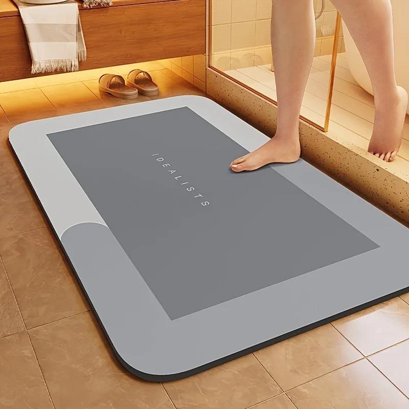 Bardzo chłonna mata podłogowa, Mata z ziemi okrzemkowej, Mata do wanny, Antypoślizgowy dywanik, Mata do łazienki i kuchni, Zmazywalny i zmywalny dywanik 40 * 60cm - light gray gray